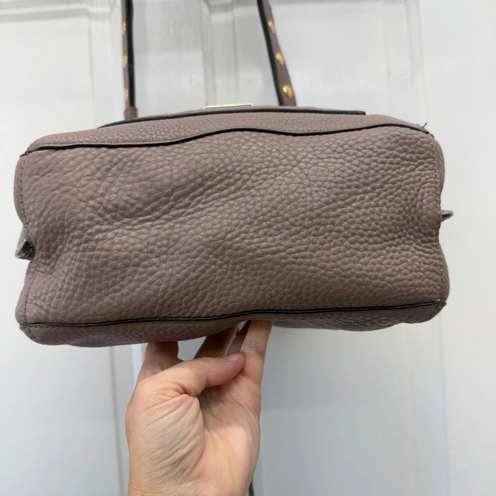 Rebecca Minkoff Darren Taupe Pebbled Leather Small Hobo Crossbody Bag HF18IDND28